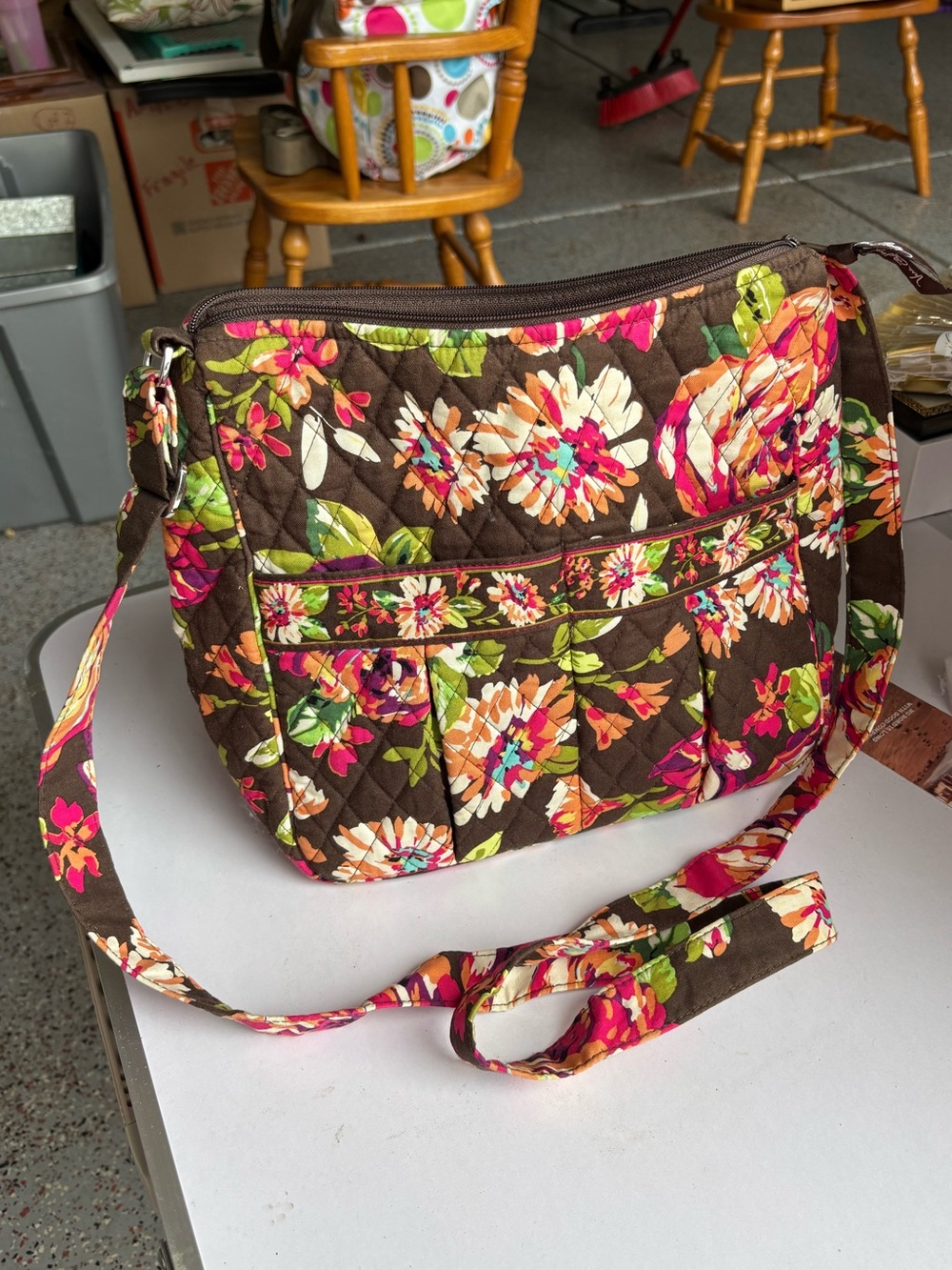 Vera Bradley Floral Quilted Crossbody in English Rose